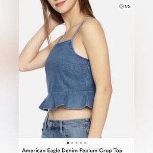 American Eagle Denim Peplum Top Size Large